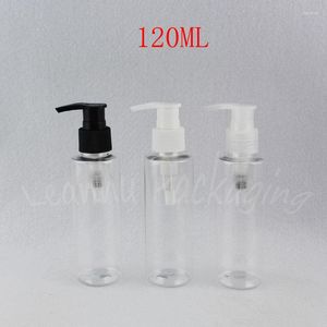 Storage Bottles 120ML Transparent Flat Shoulder Plastic Bottle 120CC Lotion / Shampoo Travel Packaging Empty Cosmetic Container