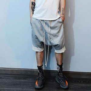 Trench Men Harem Pants Hip Hop Tousers Short Trendy Solid Solid Sude Padeon Pannello Summer Jogger Maschio Male