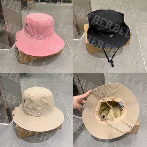 Frauen Männer Leinwand Eimer Hüte Mode Designer Lace Up Fischer Hut Metall Dreieck Breite Krempe Sonnenhut Kappe