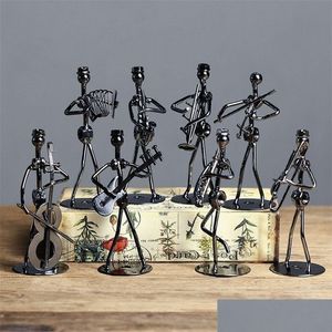 Handwerkswerkzeuge Set mit 8 Stück Mini-Band-Skulptur, Musikinstrument, Figur, Ornament, Eisen, Musikmann, Figuren, Heimdekoration, Weihnachten, Gi Dh7Zt