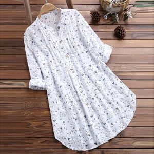 Blusas femininas femininas casuais soltas com estampa de flores blusa moda vintage camisas de manga comprida elegante boho praia feriados