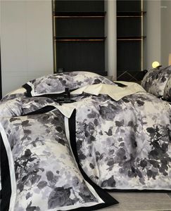 寝具セット1000tcエジプトの綿のヴィンテージの葉の花布団カバー抽象アートデザインセットソフトシルキーベッドシート枕カバー4pcs