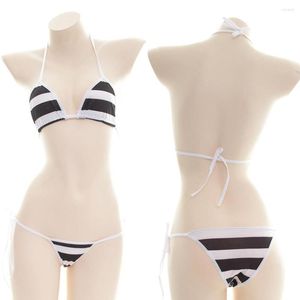 BRAS SETS SEKSİ Çizgili Sütyen Kadınlar Dikişsiz İç çamaşır Bralite Bikini iç çamaşırı kadın kısa lolita cosplay kostümleri