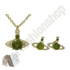 Orecchini di collana di Saturno Gioielli Diamond Diamond Clavicle Set Necklace Orecchini da donna Fashi