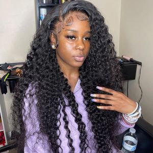 13x6 Loose Deep Wave Lace Frontal Black Glueless Curly Human Hair Wigs For Women Closure Hd Transparent Lace Front Wig