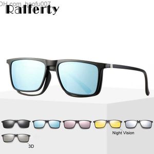 Солнцезащитные очки Ralperty 6-в-1 Магнитные солнцезащитные очки для мужчин Поляризационные клипсы для женщин Квадратная оптическая оправа по рецепту 3D Желтые Oculos A2249 Z230719