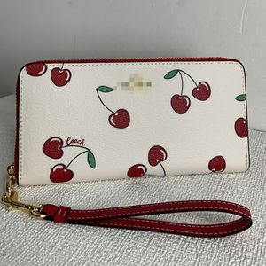 Ladies New Limited Edition Cherry Print Wallet/long Wallet/zip Wallet/ladies Wallet CF406 Portable Storage, Exquisite and Fashionable, Versatile Change Bag,