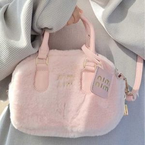 Shoulder Bags Mbti Sweet Handbags for Women 2023 Pink Messenger Trendyol Cute Lady Casual Furry Kawaii Japanese Cotton 230426