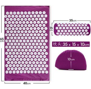 Massage Cushion Yoga Acupressure Mat Pillow Set Neck Back Foot Muscle Relaxation Sponge Cotton PVC Stress Pain Relief Home Gym Sport Fitness Points Spiky Pad