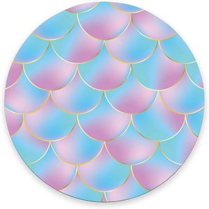 Blue Purple Mermaid Round Mouse Pad Pretty Gaming Mouse Mat Waterproof Circular Mouse Pad Non-Slip Rubber Base For Office Home