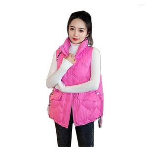 Coletes femininos 2023 outono inverno jaqueta jaqueta coreana de algodão gola alta sem mangas solta colete feminino neve tops