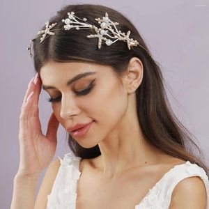 Headpieces mode guld pärlor pannband för bröllop hår tillbehör stjärnfisk kvinnor hårband huvud brud smycken