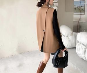 Women's Vests Fashion Trends Loose Vest 2023 Two Buckle Horse Clip Female Spring Autumn Outside The Suit Jacket Design Sense Niche