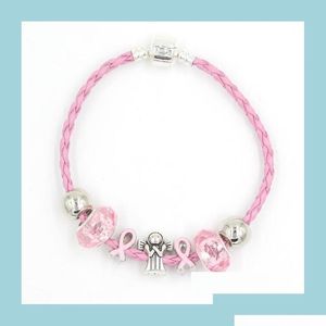 Charm-Armbänder Est Breast Cancer Awareness European Bead Angel Beads Pink Ribbon Drop Delivery 2022 Schmuck Dhkfl Dhsru