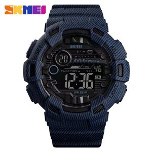 Skmei 1472デニムデジタルウォッチRelogio Masculino Sport Watch Men Alame Clock Cowboy Waterproof Week Display Men Watches