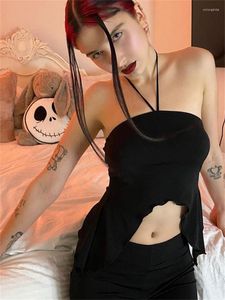 Women's T Shirts 2023 Retro Black Corset Top Sexy Cute Spaghetti Strap Crop High Street Summer Women Cami Tops 90s Y2k Aesthetic Camisole