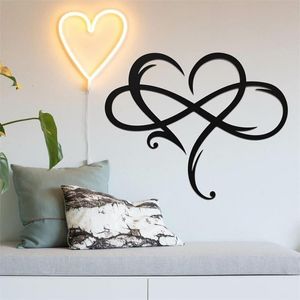 Tile Stickers Heart Shaped Wall Decor Eternal Love Hanging Sign Door Hanger Anniversary Metal Art Wedding Gift Living Room Ornaments 230713