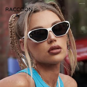 Sunglasses Y2k Inspired Cat Eye Women Vintage Shades Uv400 Protection Trendy Polygonal Frame Retro Fashion Sexy Street Eyewear