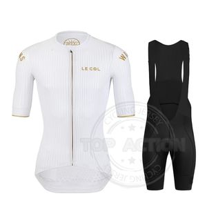 Cykelskjortor toppar le col av Wiggins Jersey Set Mans Team Short Sleeve Clothing Mtb Bike Uniform Maillot Ropa Ciclismo Bicycle Wear 230713