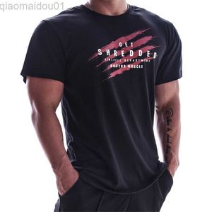 Herr t-shirts 2021 Summer Men t-shirt bomull kort ärm t-shirt gym fitness bodybuilding t-shirts nya o-hals märke som kör sport t-shirt l230713