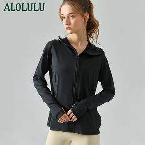 AL0LULU Yoga Sunscreen Zipper Hoodie Women's Loose Casual Sports Smock Anti-UV Fitness Coat