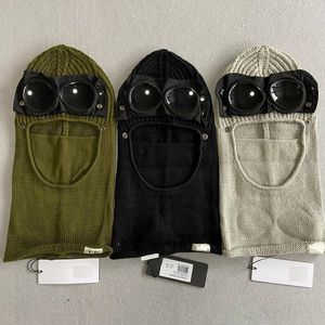 3 Farben Zwei Linsen Windschutz Kapuze Mützen Outdoor Baumwolle gestrickt Männer Maske lässig männlich winddicht Totenkopf Mützen Hüte Schwarz Grau Armeegrün