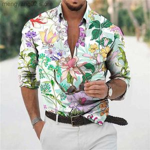 Camisas casuais masculinas Camisa de manga comprida masculina Flores | Camisas masculinas com gola borboleta - 2023 T230714
