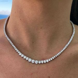 AAA GEMS Sterling Sier VVS Moissanite Choker Chains Custom Graduated Diamond 3 Prong Tennis Necklace For Women