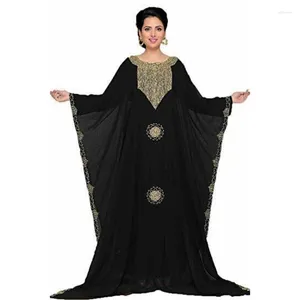 Etnik Giyim 60 inç Siyah Kaftan Abaya Kraliyet Fas Robi Dubai Düğün Avrupa ve Amerikan Moda Trendleri