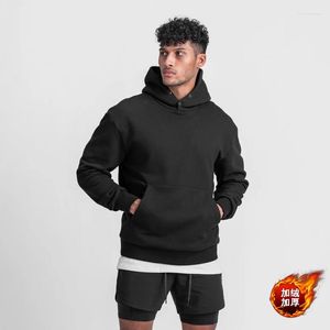 Felpe con cappuccio da uomo Maglioni da allenamento in cotone da uomo di alta qualità Casual di lusso in peluche e addensato Pullover con cappuccio caldo Abbigliamento sportivo invernale