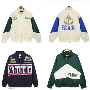Rhude Jacket Men Coat Stand Up Collar Zipper Letter Matching Shorts Pilot Casual Top Fashion Versatile Loose Fitting Desginer Man Coats Giacchextte