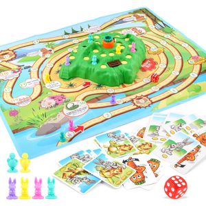 Inteligence Toys Tortoise and Rabbit Trap Game Toy Cross Country Race Spinning rzepa Drop Board Toys Education for Kids Christmas 230713
