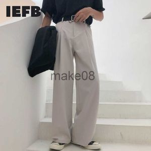 Męskie spodnie IEFB 2023 Autumn Nowe spodni Mop Wideleg dla mężczyzn Koreańska moda streetwearu Lose Proste High Rise Pants Casualne spodnie 9Y3527 J230714