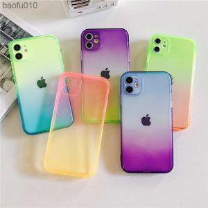 ZBK Clear Rainbow Kolorowa miękka obudowa TPU dla iPhone'a 12 11 13 Pro Max Mini X XR XS Max 7 8 Plus Silikonowa okładka telefonu L230619