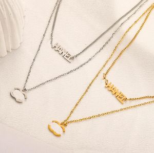 Never Fade Stainless Steel Pendant Necklaces Famous Women Brand Letter Designer Gold Plated Necklace Clavicular Chain Womens Girl