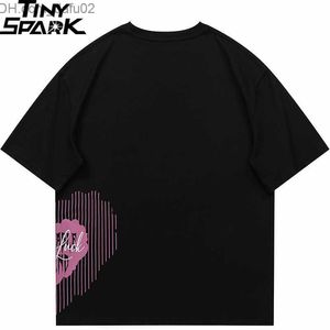 Herr t-shirts män t-shirt streetwear lycka hjärta grafik t-shirt bomull mjuk sommar 2023 harajuku t shirt unisex hip hop top tees svart vit z230719