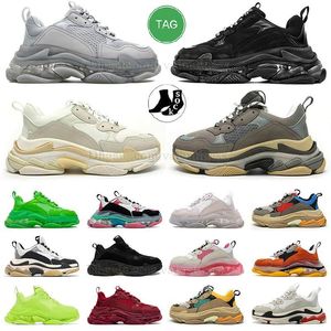 new paris Triple S sneaker mens womens designer shoes platform sneakers clear sole black white grey red pink blue Royal Neon Green famous balen coach outdoor trainers