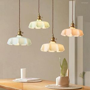 Pendant Lamps Modern Glass Lights Fixtures With Flowers Shade Ceiling E27 Dinning Living Room Hanging LED