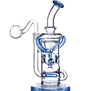 11.3inchs Recycler Oil Rigs Glass Water Bongs Hookahs rökglasrör dab bong med 14 mm banger