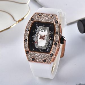 Goodxxxx Women Diamond Watches gumowy pasek kwarcowy zegarek moda Wysokiej jakości damskie damskie rozkładka Inkruszczowa Rhinestone Quar236L