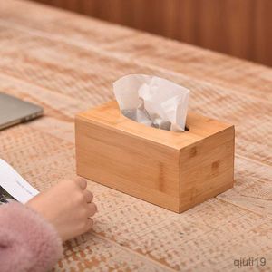 Vävnadslådor servetter Creative Bamboo Tissue Box Restaurant Hotel Storage Tissue Extraktion Box R230714