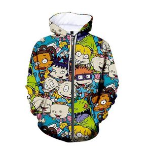 Cartoon RuGrats 90 -tal 3D -tryck kausalkläder Nya mode män kvinnor dragkedja hoodies hk018285t