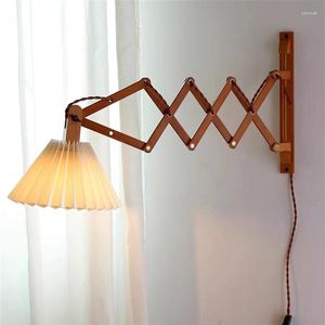 Wall Lamp Sax Modern Led Wooden Living Room Japanese Long Arm Creative Bedroom Bedside Decoration Home Light