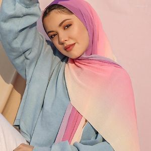 エスニック服シフォンヒジャーブスカーフイスラム教徒の女性グラデーションカラーショールラップファッションしわの泡レディスヌード180 70 cm