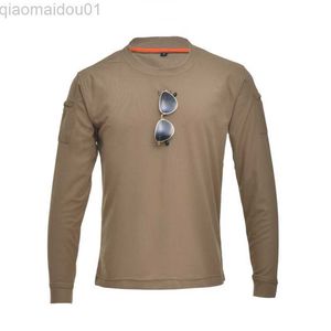 Camisetas masculinas Primavera Outono Forças especiais Camisa de combate com gola redonda Camisa masculina folgada de manga comprida Camisa tática de suor elástica L230713