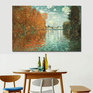 Högkvalitativ Claude Monet Oil Målning Reproduktion Autumn Effect på Argenteuil Handmade Canvas Art Landscape Home Decor