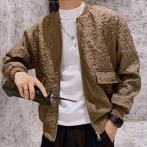 Jaquetas masculinas Jaqueta de cor sólida Casacos de beisebol Homens Padrão tridimensional Lattice Hip Hop Casal Streetwear DJ Club Bomber