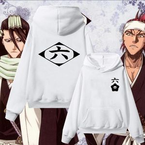 Herrtröjor Anime Bleach Kuchiki Byakuya Abarai Renji Sweatshirt Cosplay Gotei 6 streetwear man kvinna överdimensionerad