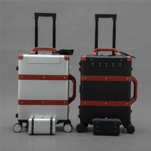 alüminyum bagaj tasarımcısı seyahat bavul moda lüks erkekler kadınlar kadın mektuplar çanta spinner evrensel bagajları tekerlekler duffel çantalar 231215
