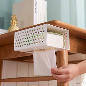 Tissue Boxes Napkins Wall Mounted Self Adhesive Tissue Box Napkin Holder Plastic Garbage Bag Dispenser Storage Rack Kicthen Car Hanging Organizer R230714